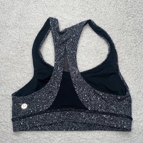 Lululemon Invigorate Bra Luminesce Splatter Mesh Back White Black / Black Size 4 - Picture 6 of 14